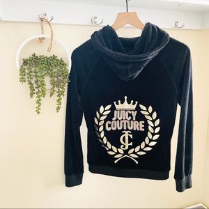 Juicy Couture Y2K black velour zip up hoodie
